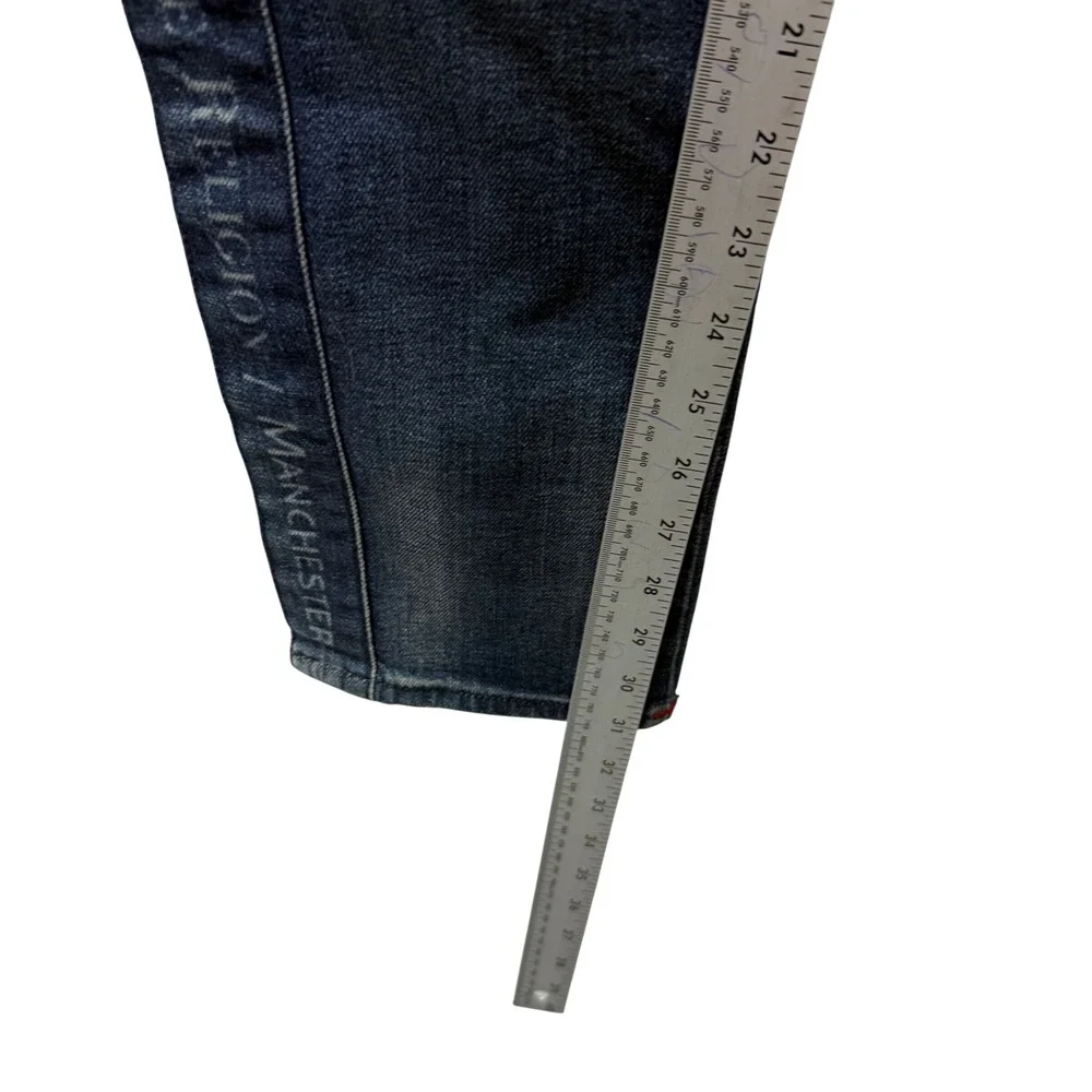 True Religion Manchester United Distressed Slim Moto Jeans Dark Wash Mens 30